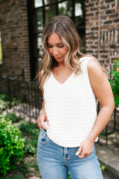 Summertime Cream Textured Sweater Tank