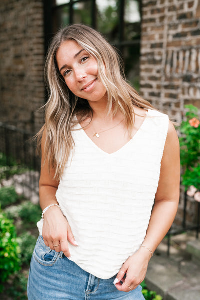 Summertime Cream Textured Sweater Tank