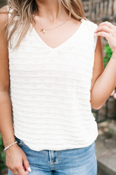 Summertime Cream Textured Sweater Tank