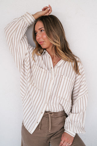 Coastline Oversized Striped Button Up