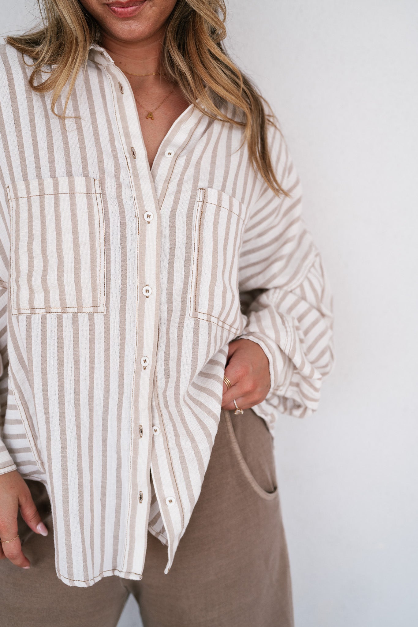 Coastline Oversized Striped Button Up