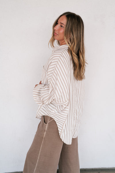 Coastline Oversized Striped Button Up