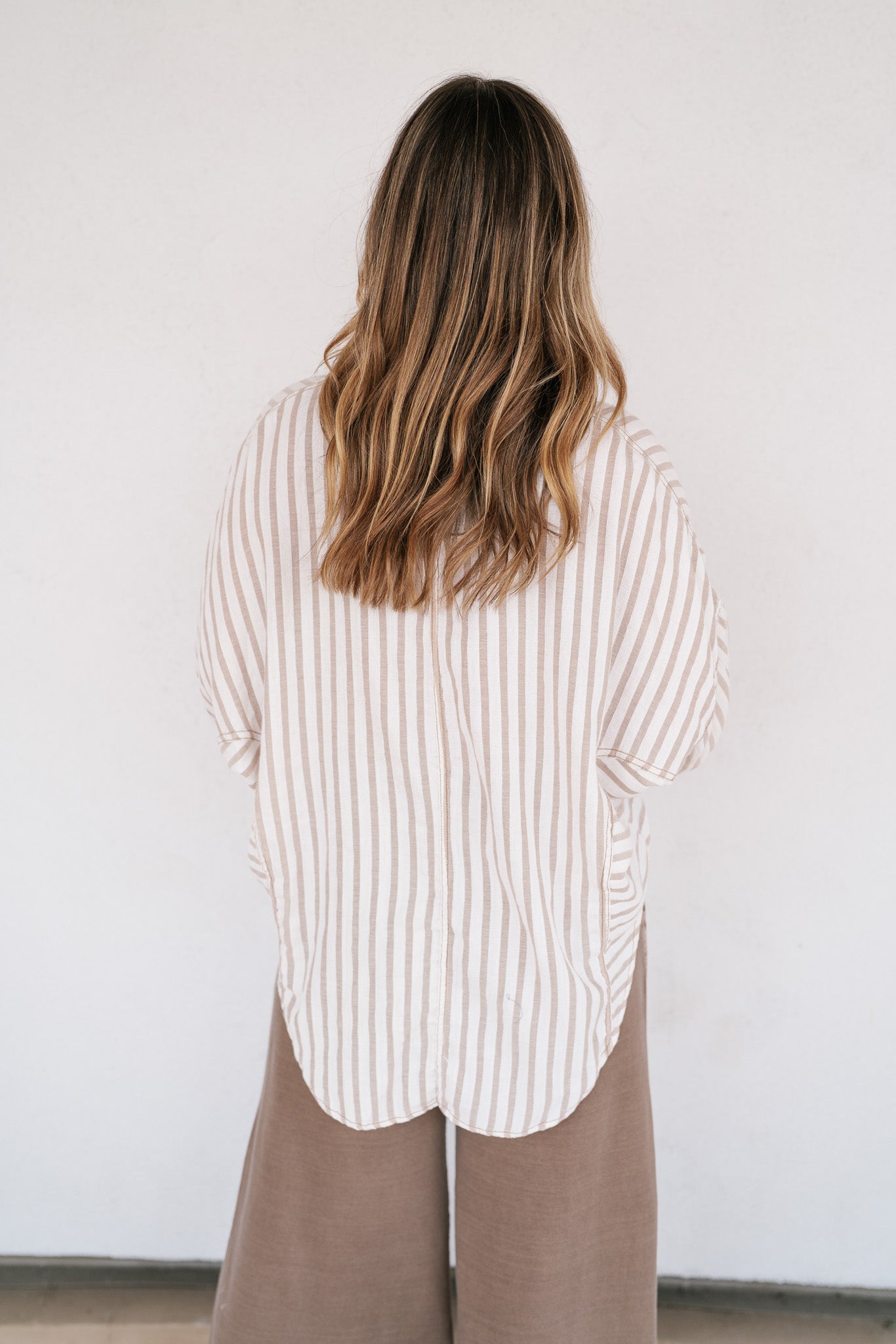 Coastline Oversized Striped Button Up