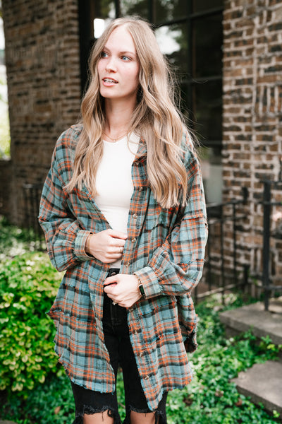 Alyssa Plaid Flannel - Vintage Teal