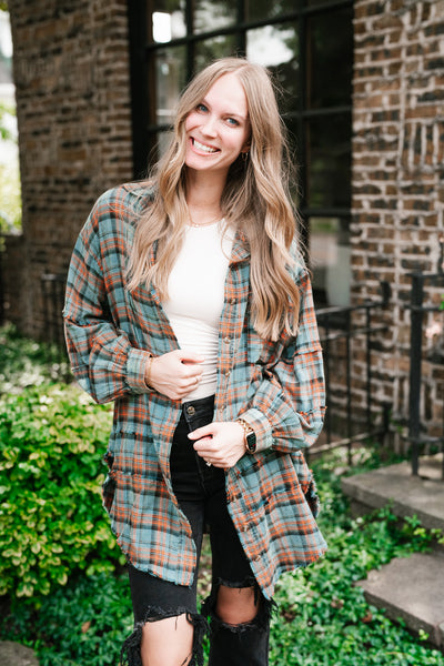 Alyssa Plaid Flannel - Vintage Teal