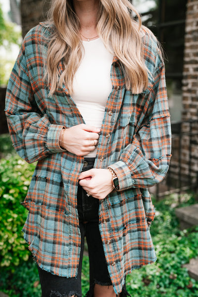 Alyssa Plaid Flannel - Vintage Teal