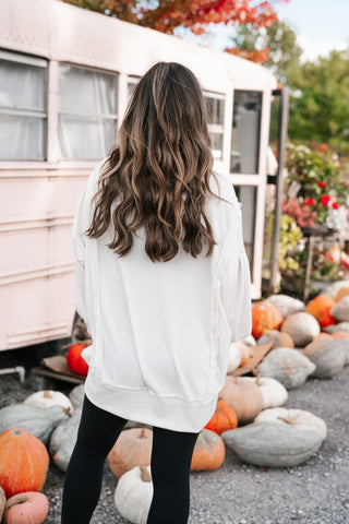 Northern Ribbed Oversized Long Sleeve Top - Off White