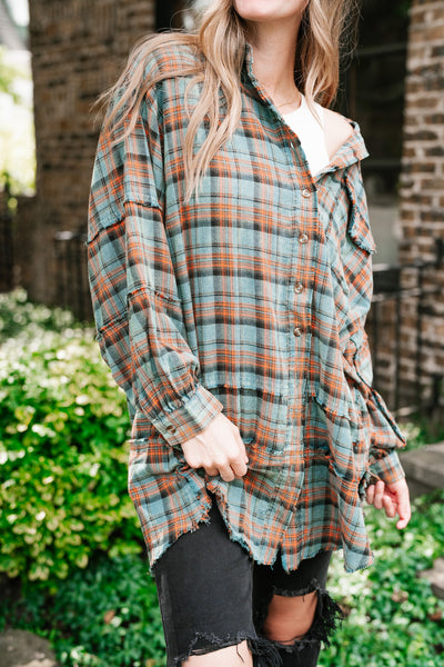 Alyssa Plaid Flannel - Vintage Teal