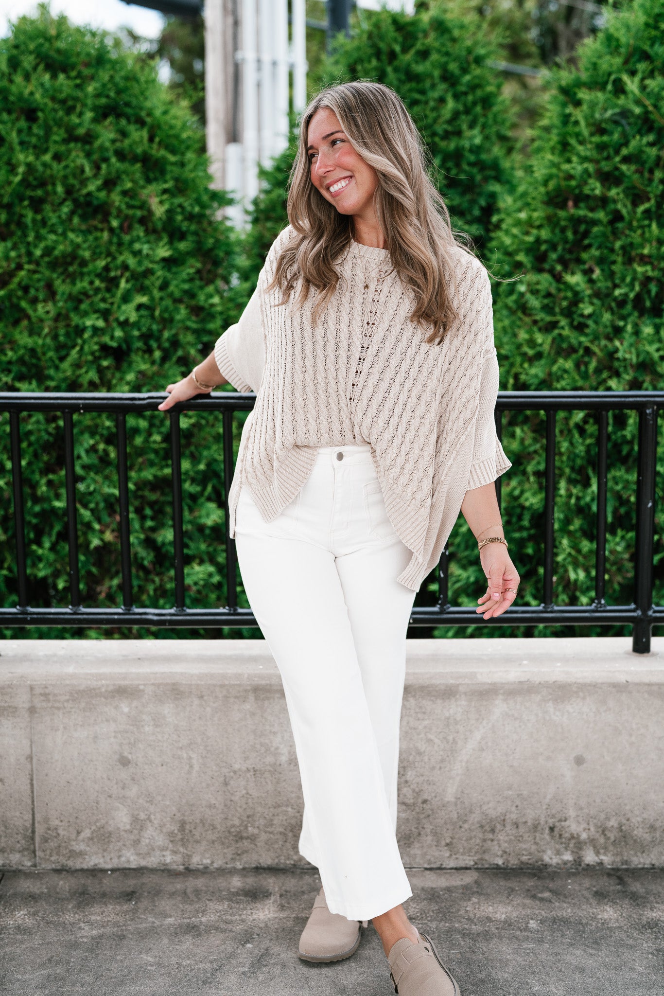 Indie Girl Short Sleeve Knit Mineral Wash Top - Oatmeal