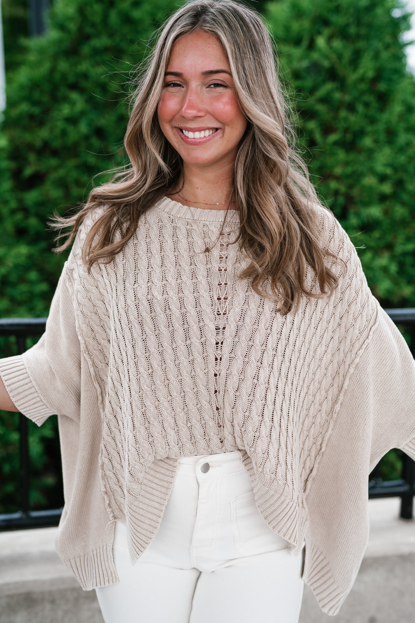 Indie Girl Short Sleeve Knit Mineral Wash Top - Oatmeal