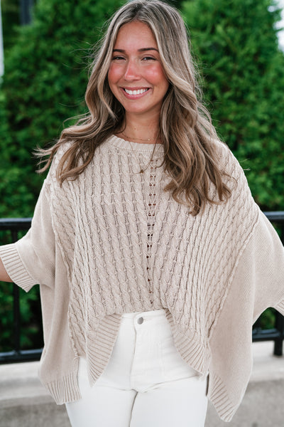 Indie Girl Short Sleeve Knit Mineral Wash Top - Oatmeal