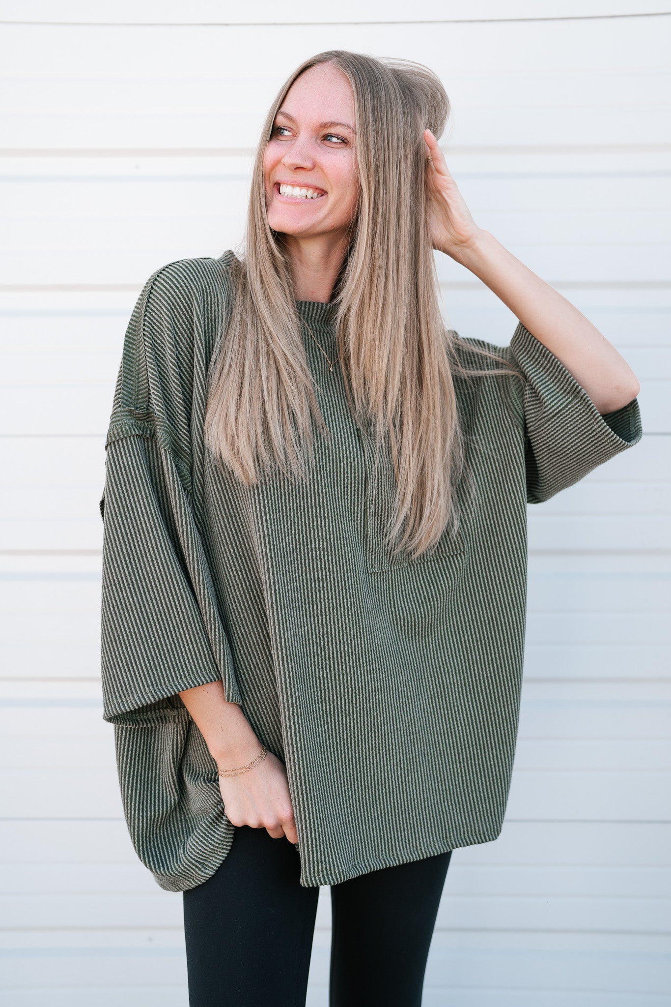 Forever Ideal Ribbed Top - Olive