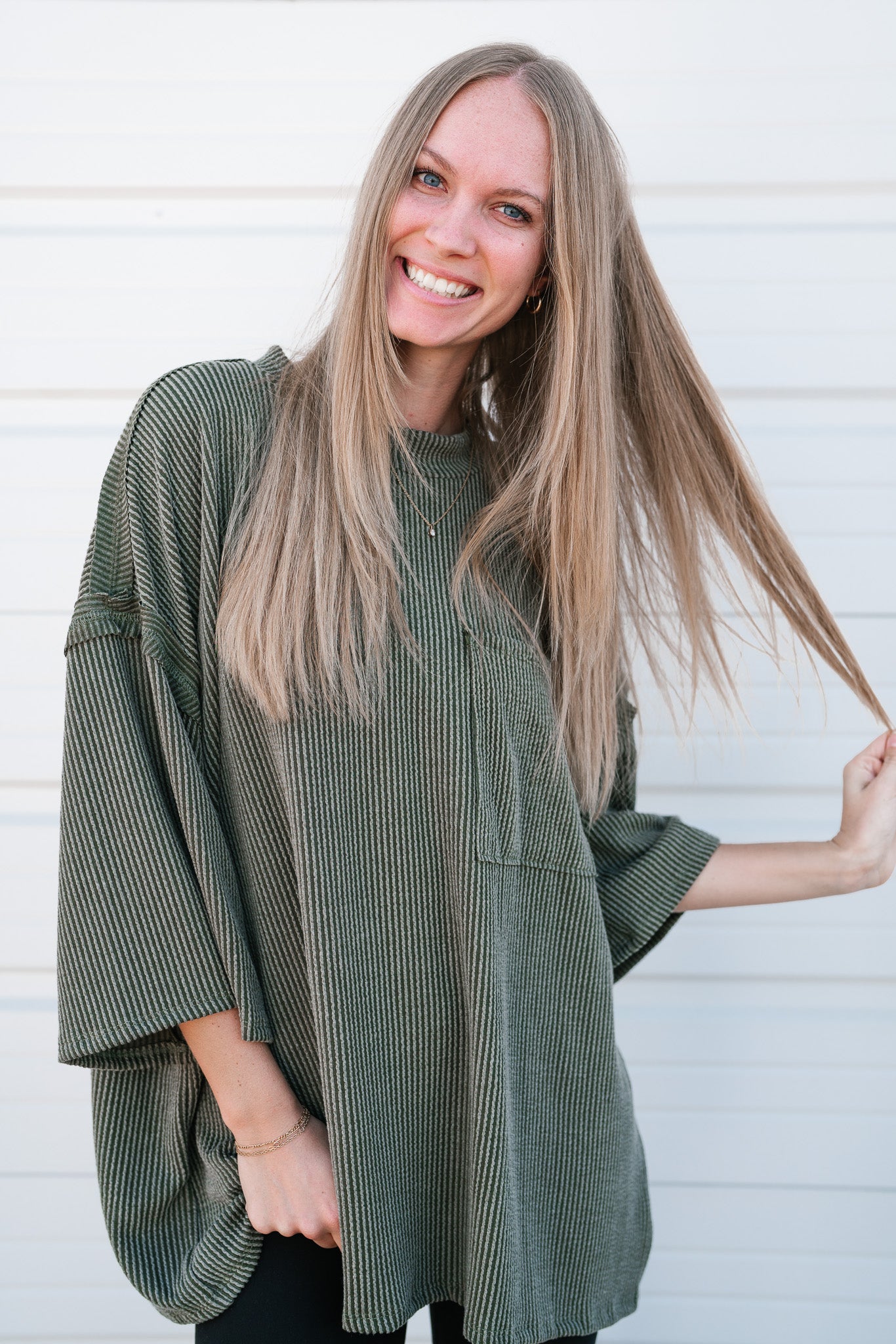 Forever Ideal Ribbed Top - Olive