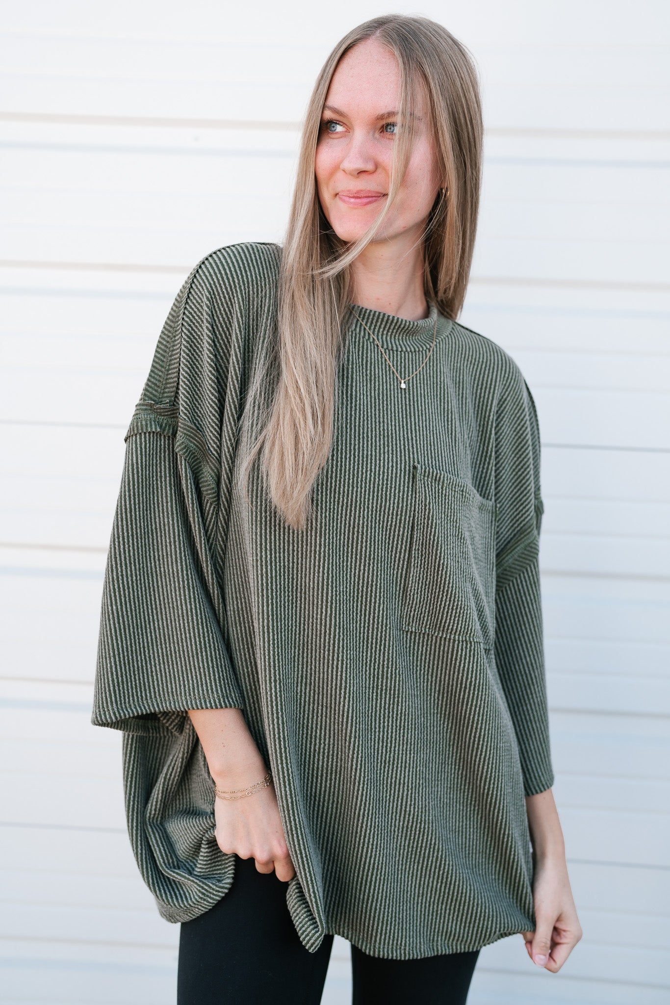 Forever Ideal Ribbed Top - Olive