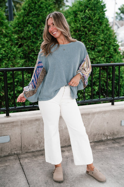 Woodland Charm Mixed Print Knit Top
