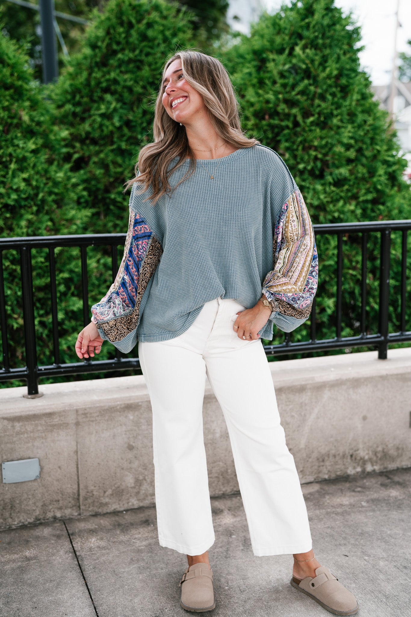 Woodland Charm Mixed Print Knit Top