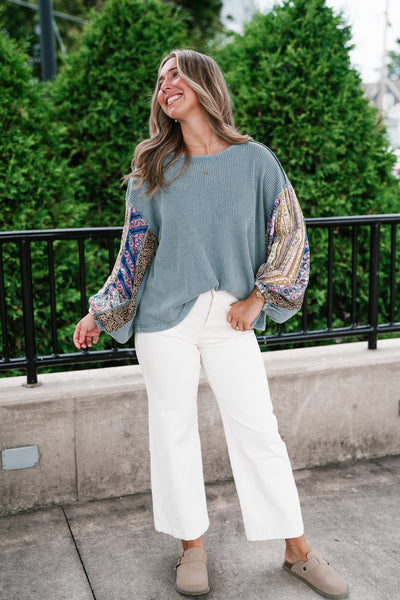 Woodland Charm Mixed Print Knit Top