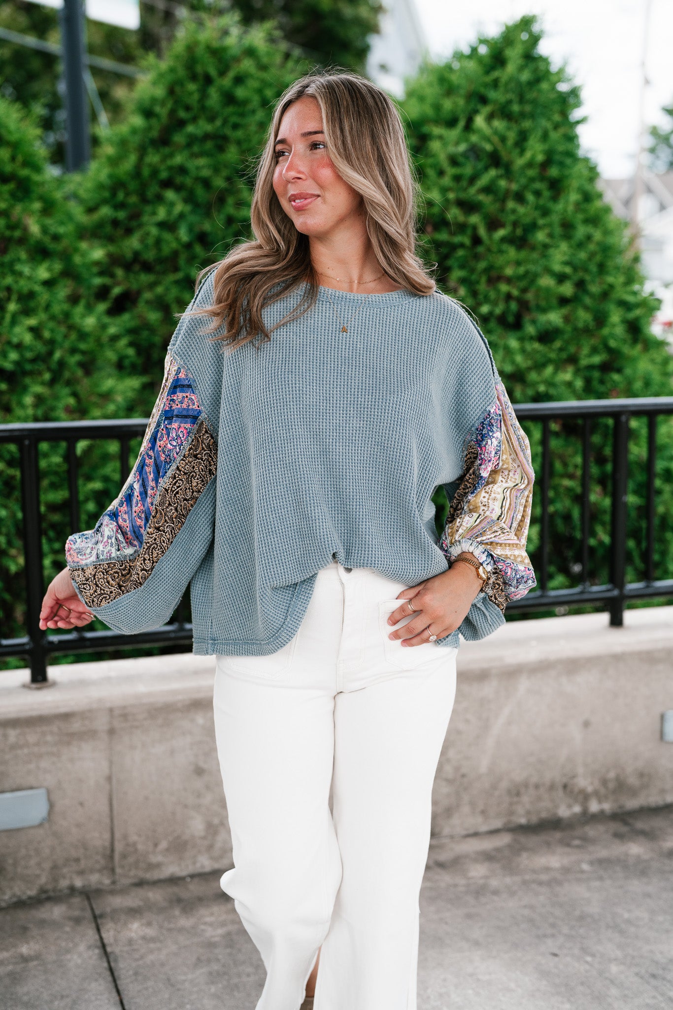 Woodland Charm Mixed Print Knit Top
