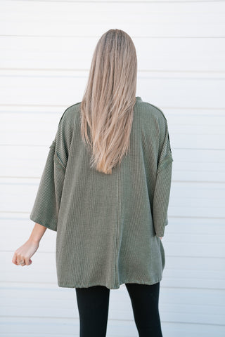 Forever Ideal Ribbed Top - Olive