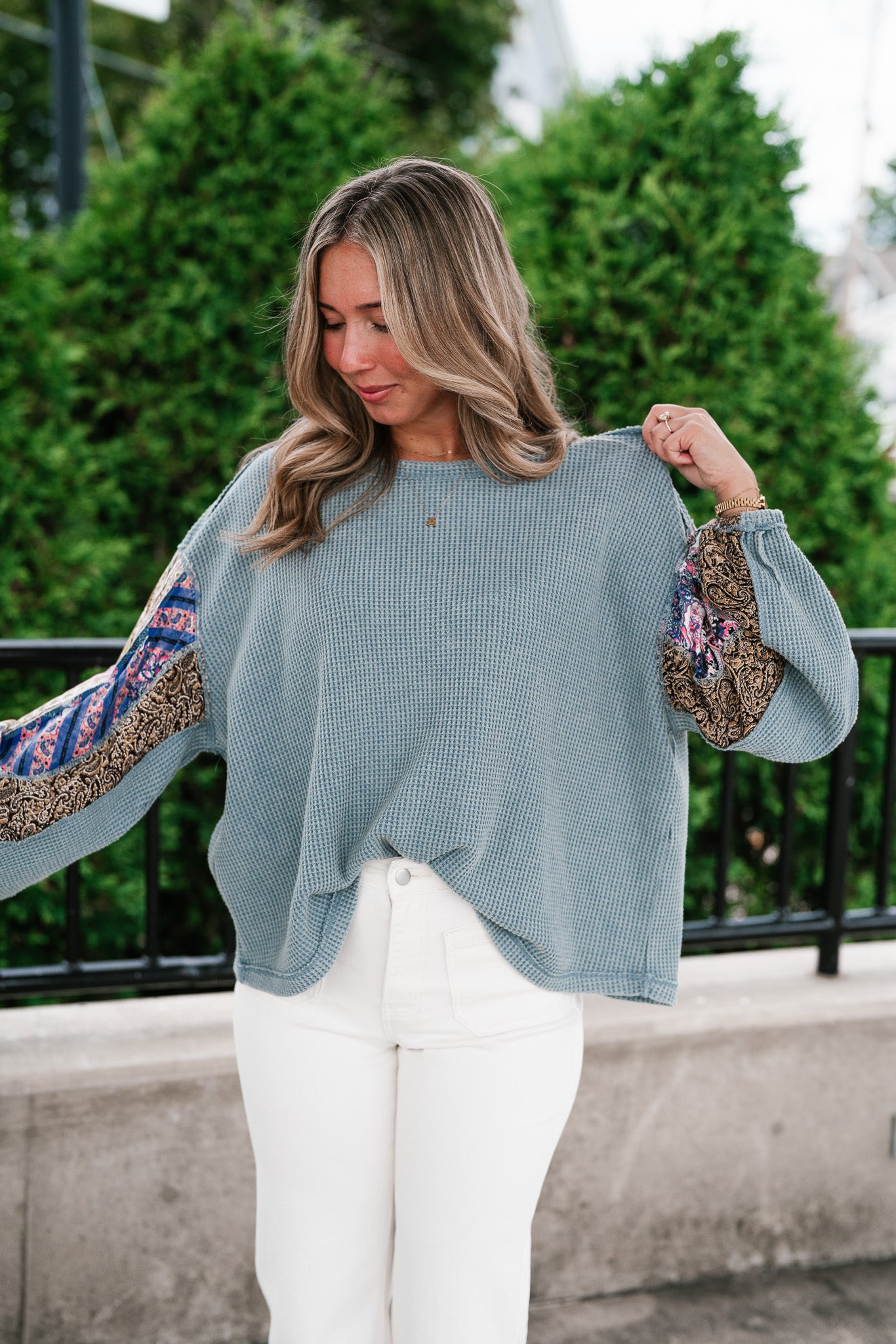 Woodland Charm Mixed Print Knit Top