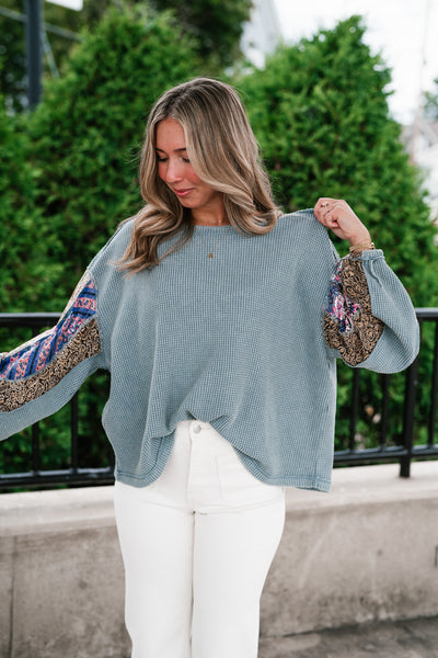Woodland Charm Mixed Print Knit Top