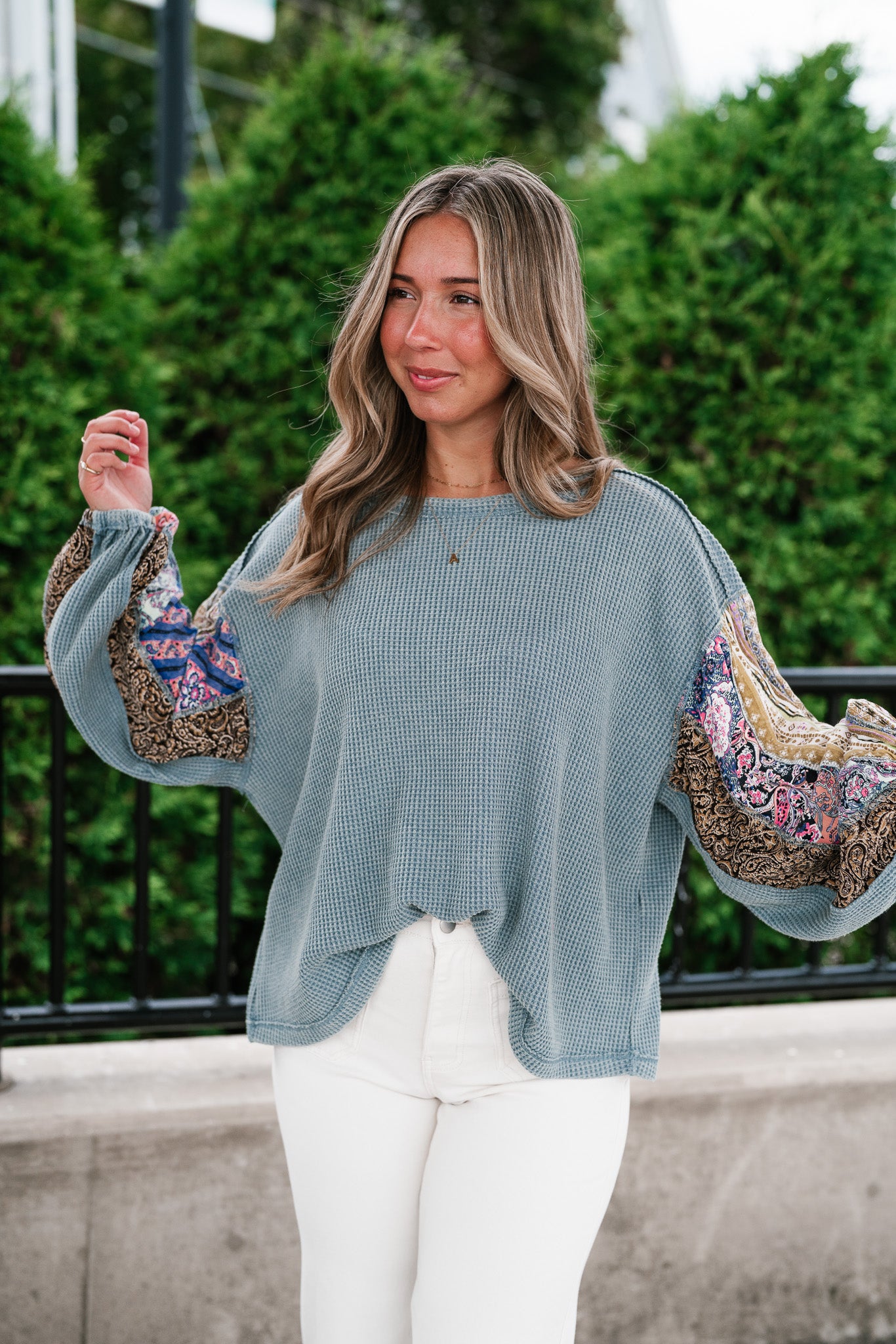 Woodland Charm Mixed Print Knit Top