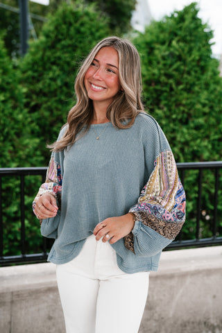Woodland Charm Mixed Print Knit Top
