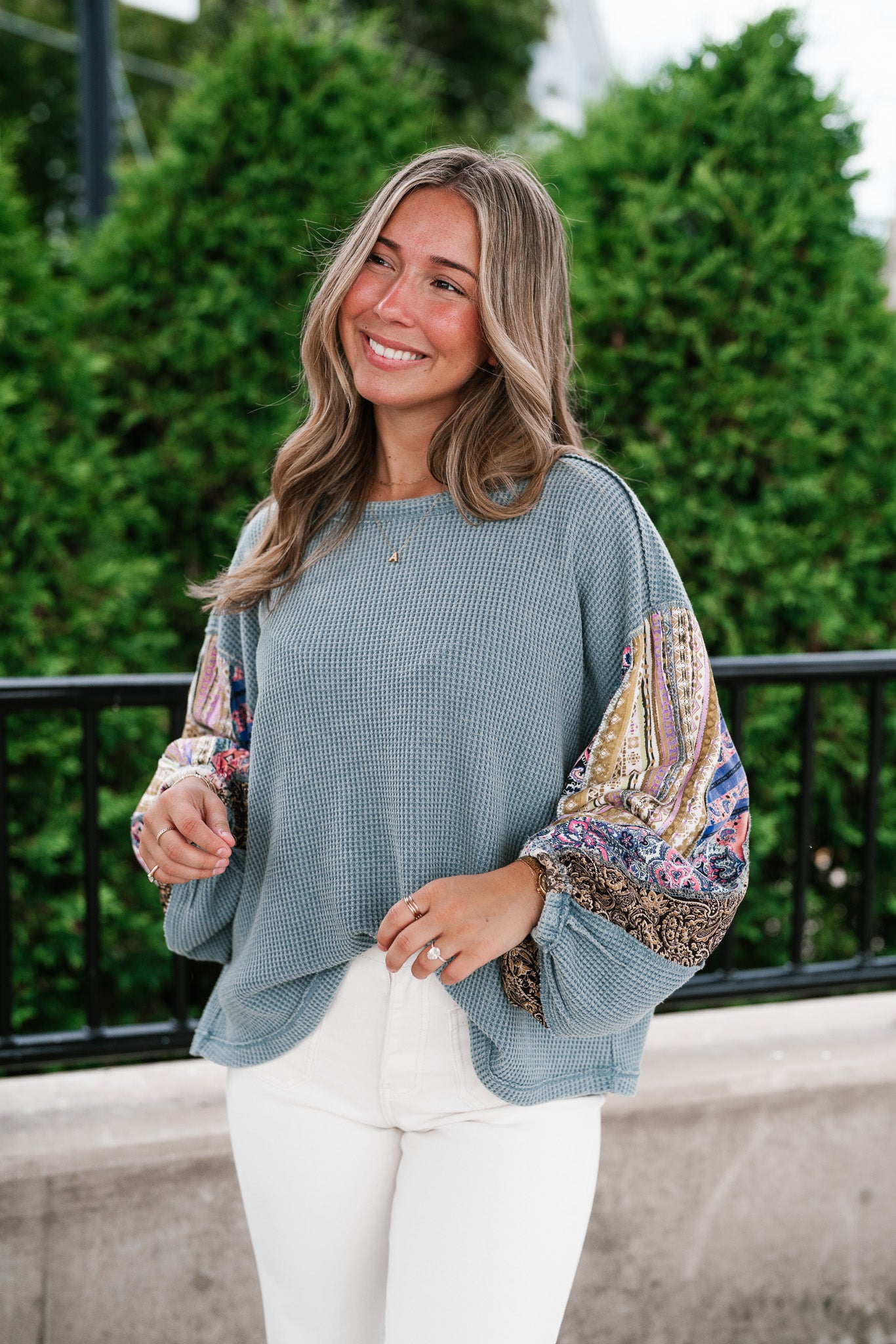 Woodland Charm Mixed Print Knit Top