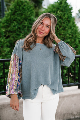 Woodland Charm Mixed Print Knit Top