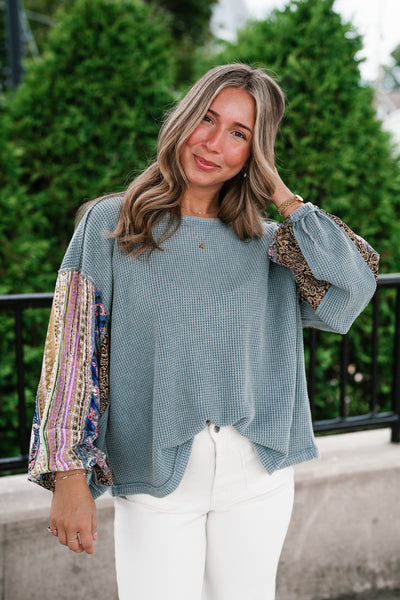 Woodland Charm Mixed Print Knit Top