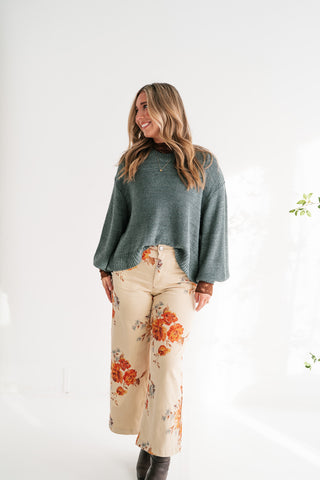 Mountain Air Chunky Knit Oversized Sweater - Ash Jade