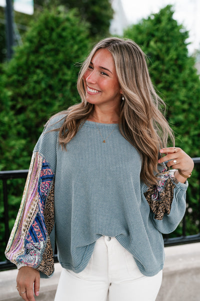 Woodland Charm Mixed Print Knit Top