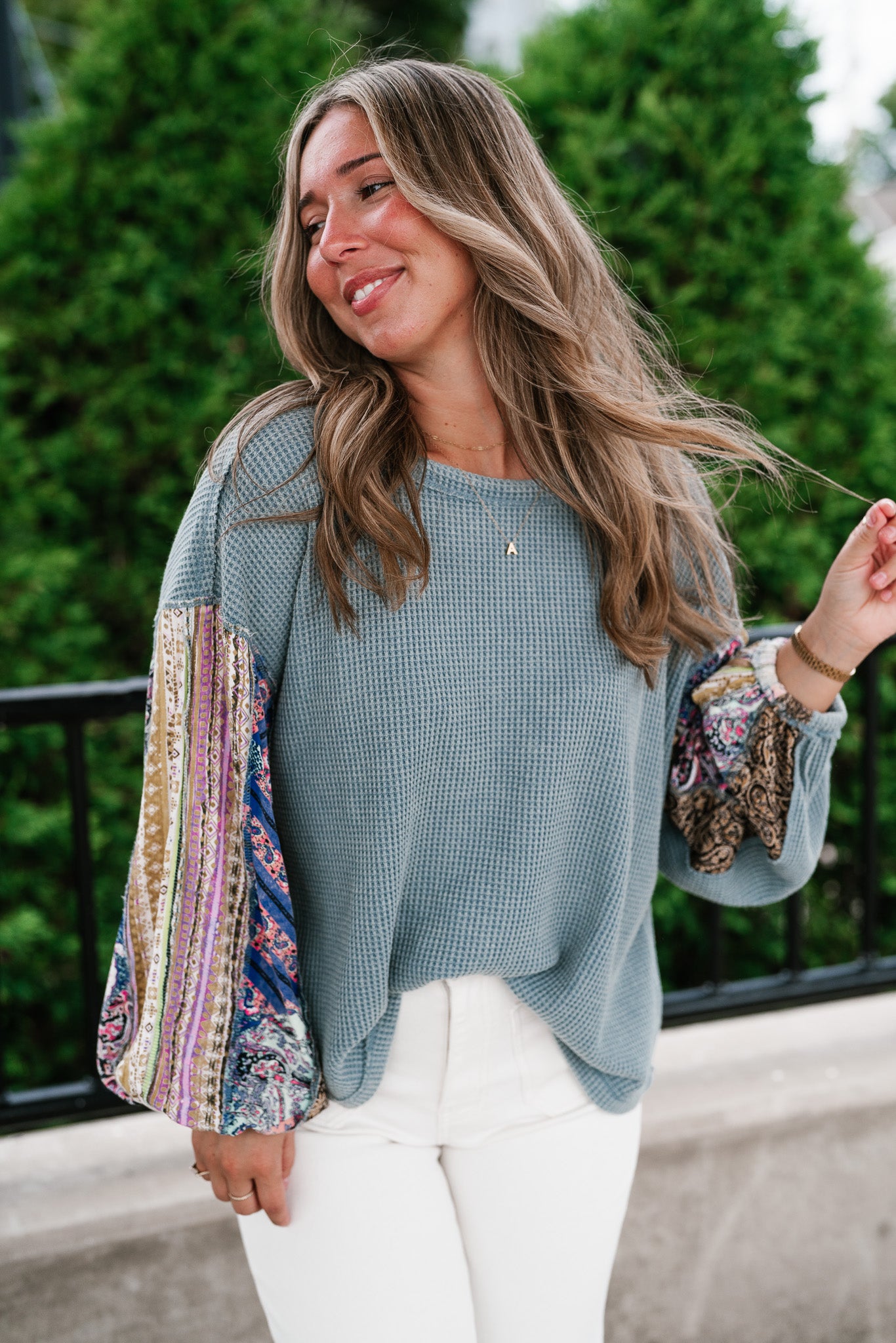 Woodland Charm Mixed Print Knit Top