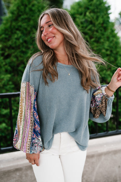 Woodland Charm Mixed Print Knit Top