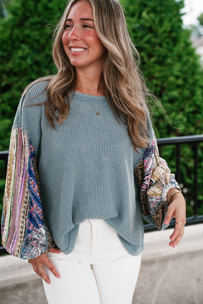 Woodland Charm Mixed Print Knit Top
