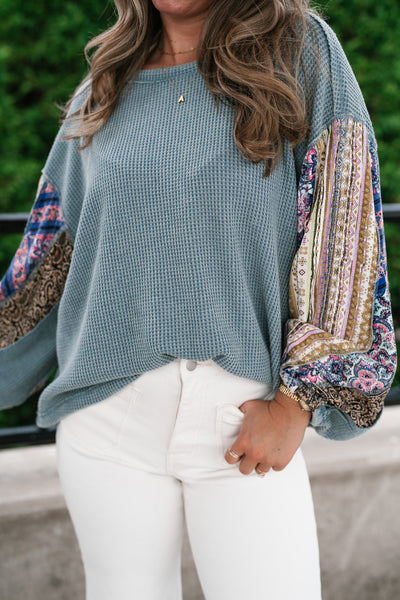 Woodland Charm Mixed Print Knit Top