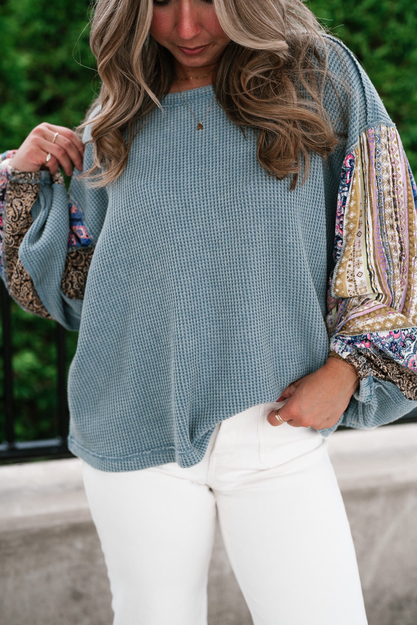 Woodland Charm Mixed Print Knit Top