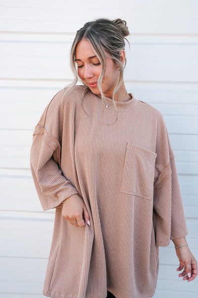 Forever Ideal Ribbed Top - Coffee