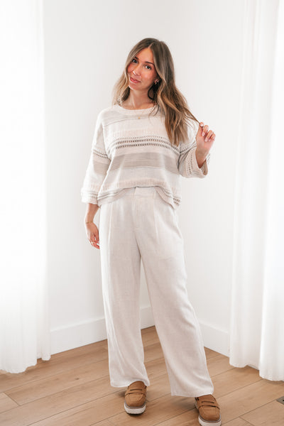 Neutral Dreamer Ivory Striped Sweater