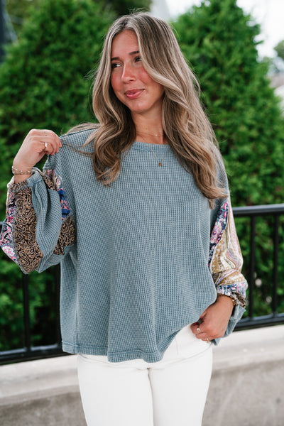 Woodland Charm Mixed Print Knit Top