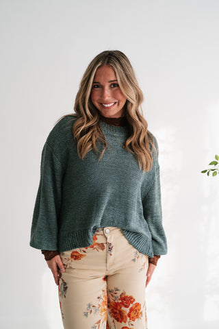 Mountain Air Chunky Knit Oversized Sweater - Ash Jade