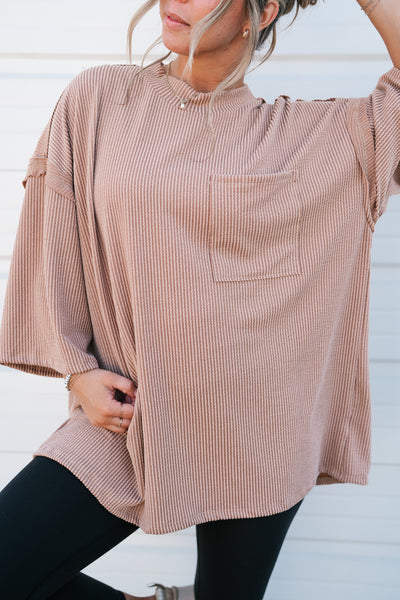 Forever Ideal Ribbed Top - Coffee