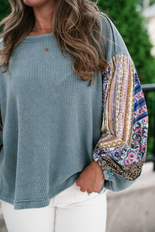 Woodland Charm Mixed Print Knit Top