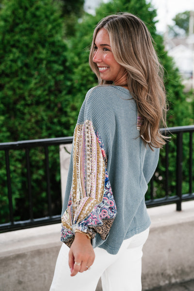 Woodland Charm Mixed Print Knit Top