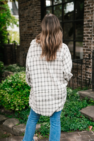 Everyday Plaid Button-Up Oversized Flannel - Natural
