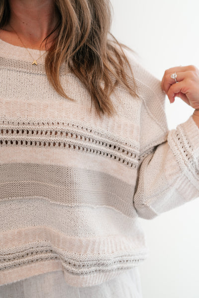 Neutral Dreamer Ivory Striped Sweater