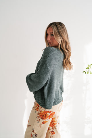 Mountain Air Chunky Knit Oversized Sweater - Ash Jade