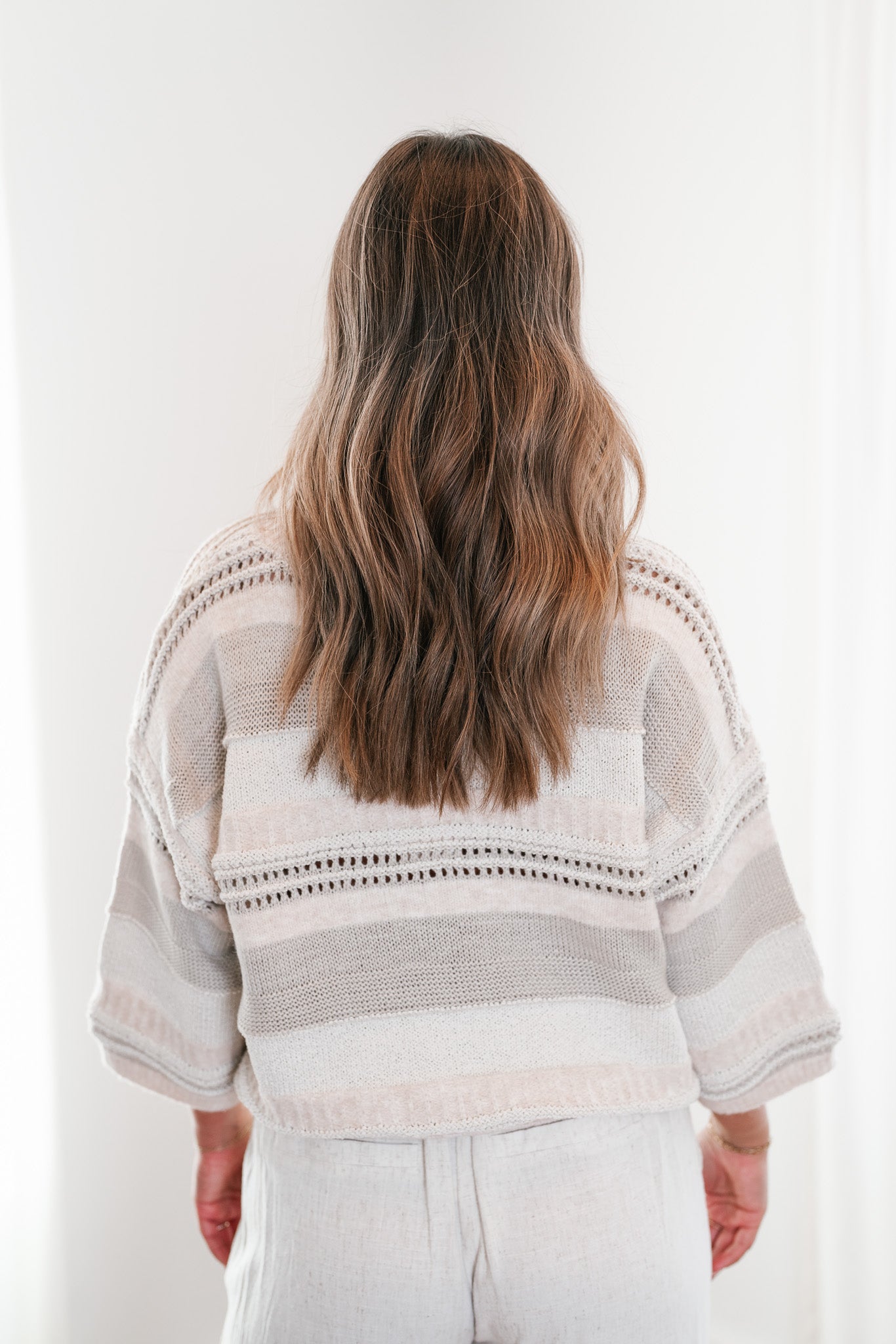 Neutral Dreamer Ivory Striped Sweater