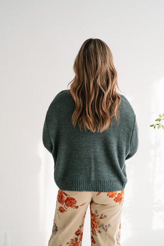 Mountain Air Chunky Knit Oversized Sweater - Ash Jade