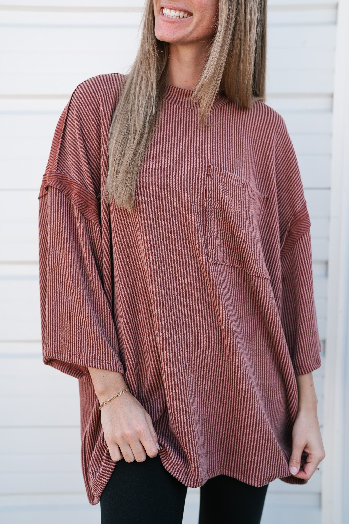 Forever Ideal Ribbed Top - Rust